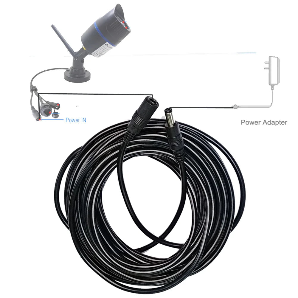 5M 10M DC12V Power Extension Cable 5.5mm*2.1mm Connector Male To Female For LED Lamp CCTV Security Camera Power Cable Cord Black Oasis Select