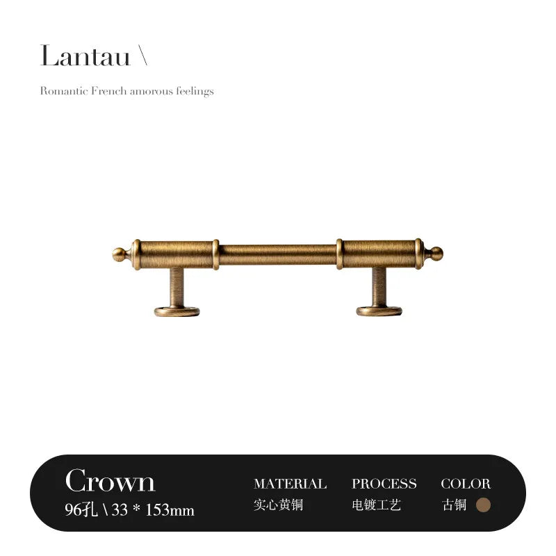 French Antique Bronze Brass Cabinet Wardrobe Door Cabinet Drawer Cabinet Furniture Retro Door Handle Household Handle Oasis Select 3pcs Bronze 96mm
