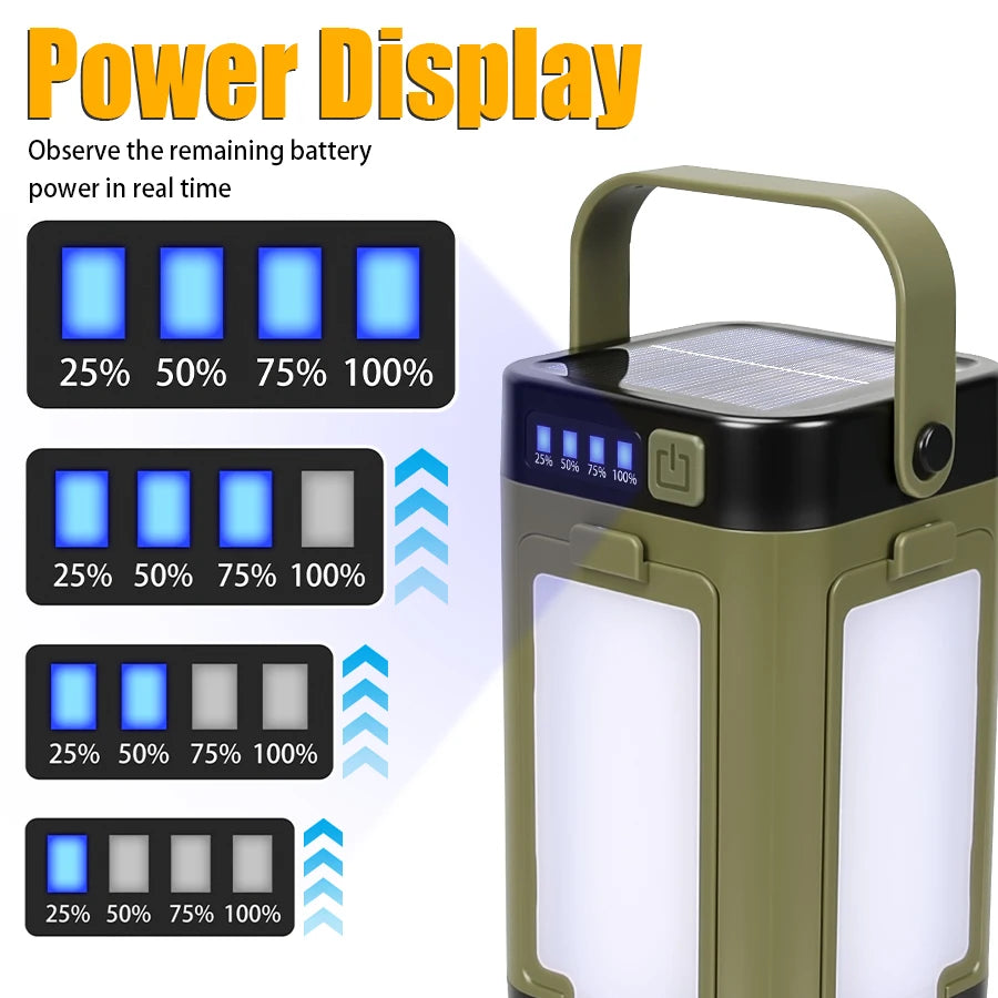 4-Leaf Folding LED Camping Lantern | Solar USB Rechargeable