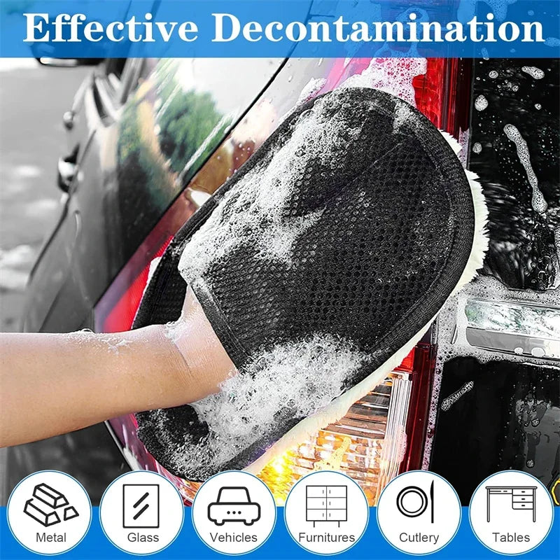 1/3/5/10Pcs Car Cleaning Sponge Glove Car Polishing Washing Mitt Gloves Microfibre Wash For Automotive Kitchen Home Cleaner Wool Oasis Select
