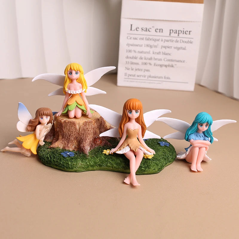Resin Cute Whispering Fairy Ornaments DIY Keychain Miniature Landscape Accessories Home Desktop Car Interior Decoration Oasis Select
