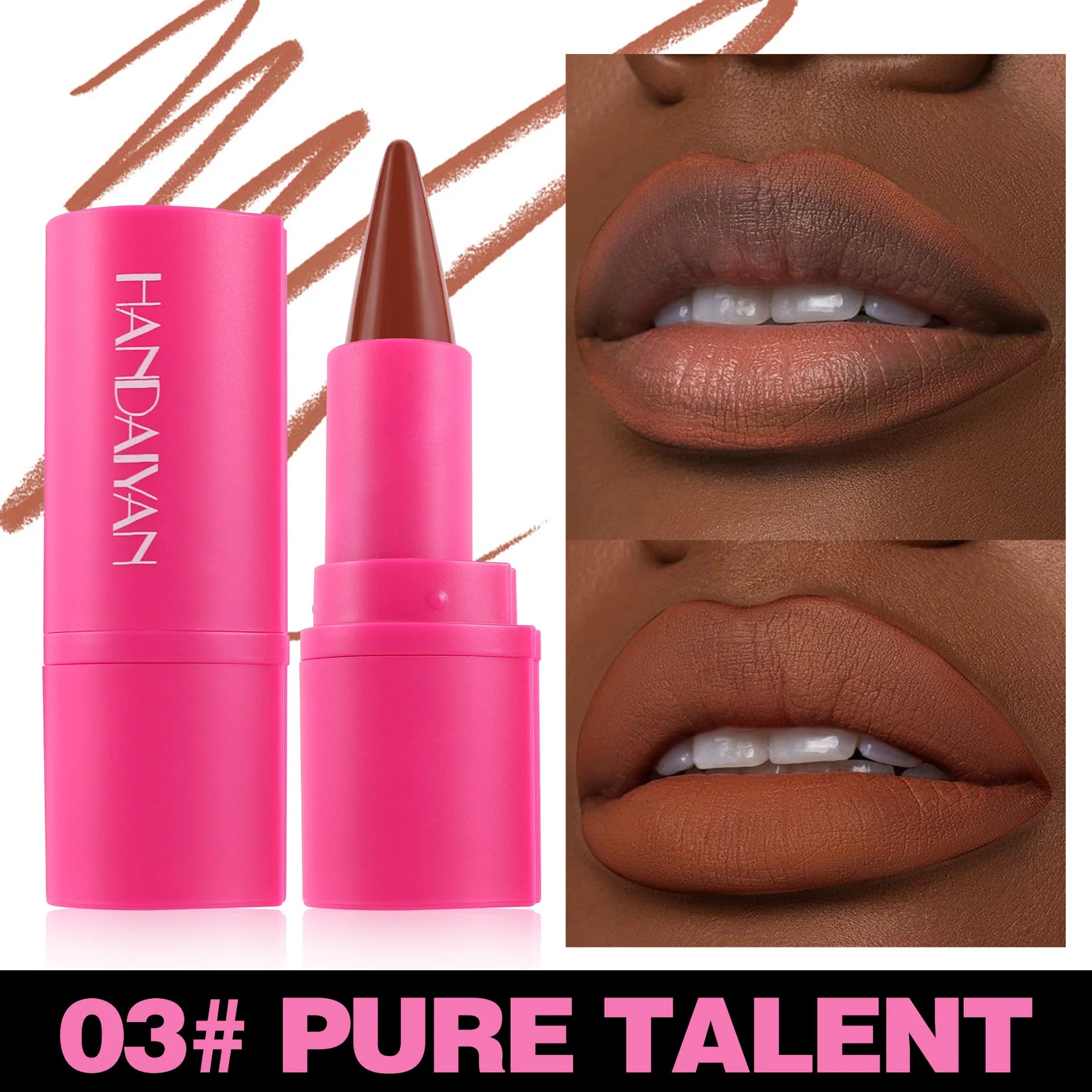 Handaiyan 2-in-1 Matte Lip Liner & Lipstick Pen | Waterproof Lip Liner Crayon Oasis Select 03 Pure talent