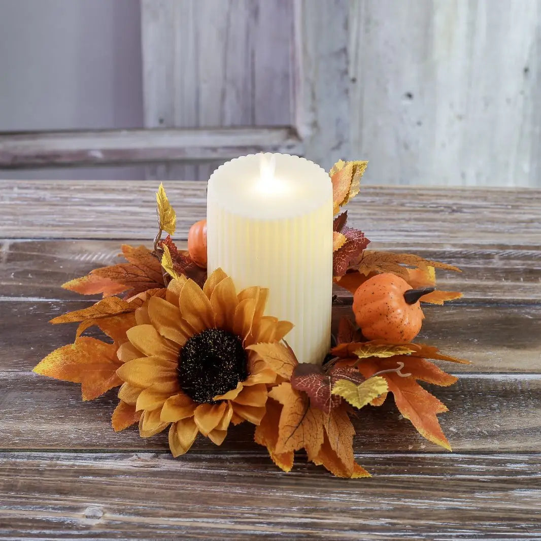 25cm Artificial Pinecone Candle Wreath Autumn Party Decor Pumpkin Maple Leaf Thanksgiving Day Wreath Party Home Ornaments Oasis Select