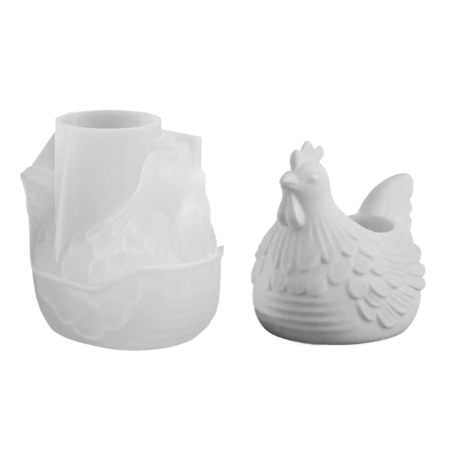 Hen Candle Jar Silicone Mold DIY Handmade 3D Chick-Shaped Flowerpot Storage Box Easter Base Plaster Concrete Mold Home Decor Oasis Select