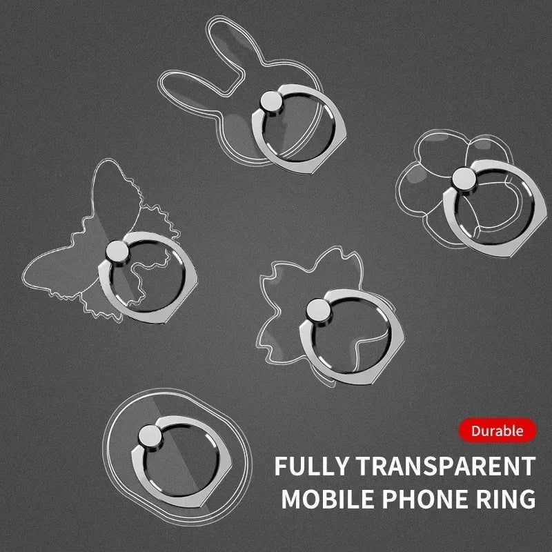 1/2/3/4pcs Transparent Cute Animal Round Phone Stand Foldable 360 Rotating Mobile Phone Ring Holder Smart Phone Accessories Oasis Select