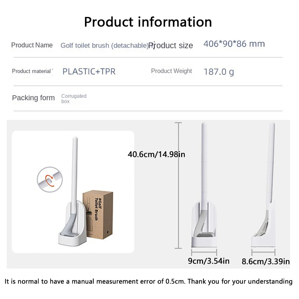 Toilet Brush with Base, Wall-Mounted Quick-Drain Cleaning Tool for Bathroom, All-Round Cleaning Brush, Soft Rubber Brush Head, Does Not Damage the Glaze, Toilet Cleaning Brush Bathroom Accessory Set Oasis Select