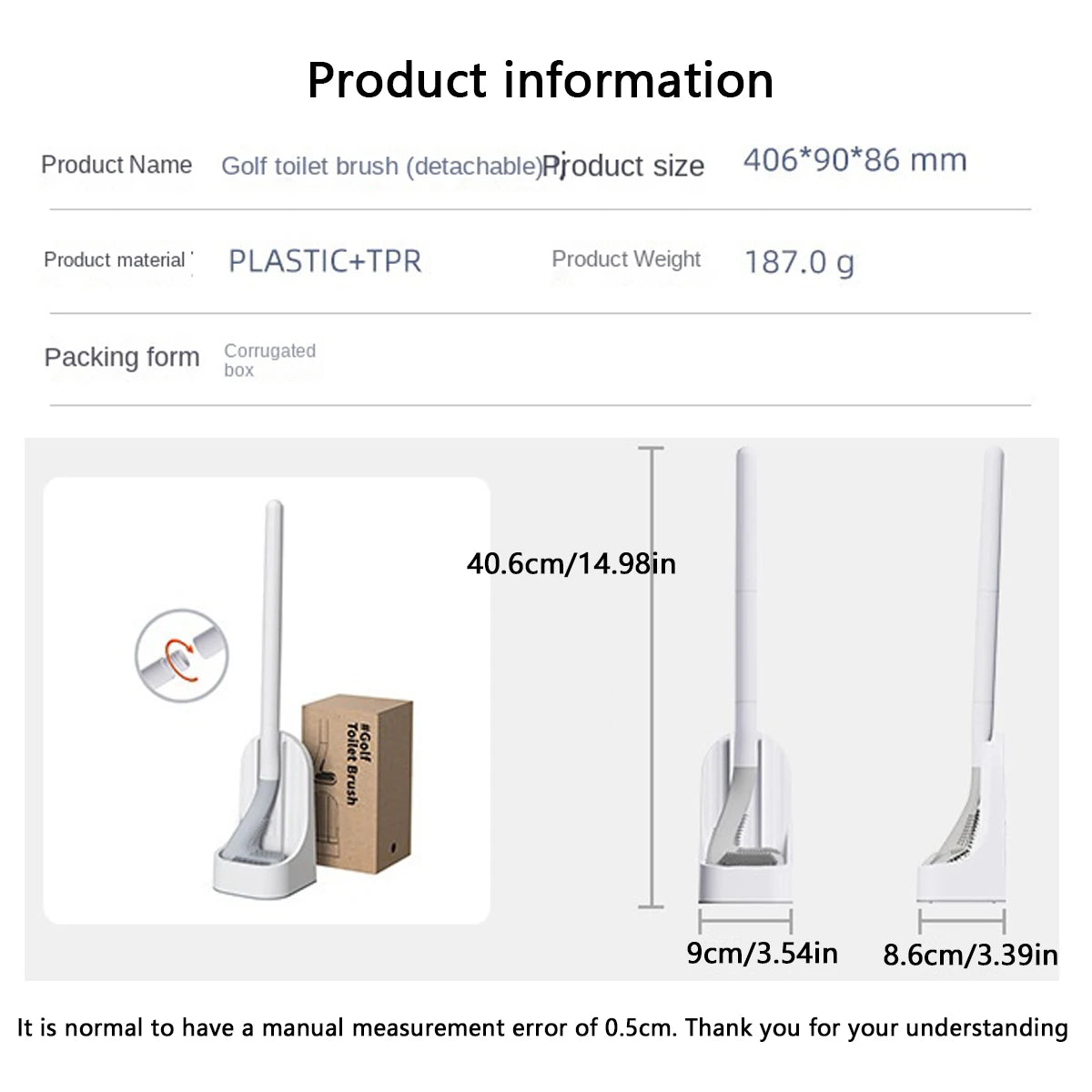 Toilet Brush with Base, Wall-Mounted Quick-Drain Cleaning Tool for Bathroom, All-Round Cleaning Brush, Soft Rubber Brush Head, Does Not Damage the Glaze, Toilet Cleaning Brush Bathroom Accessory Set Oasis Select