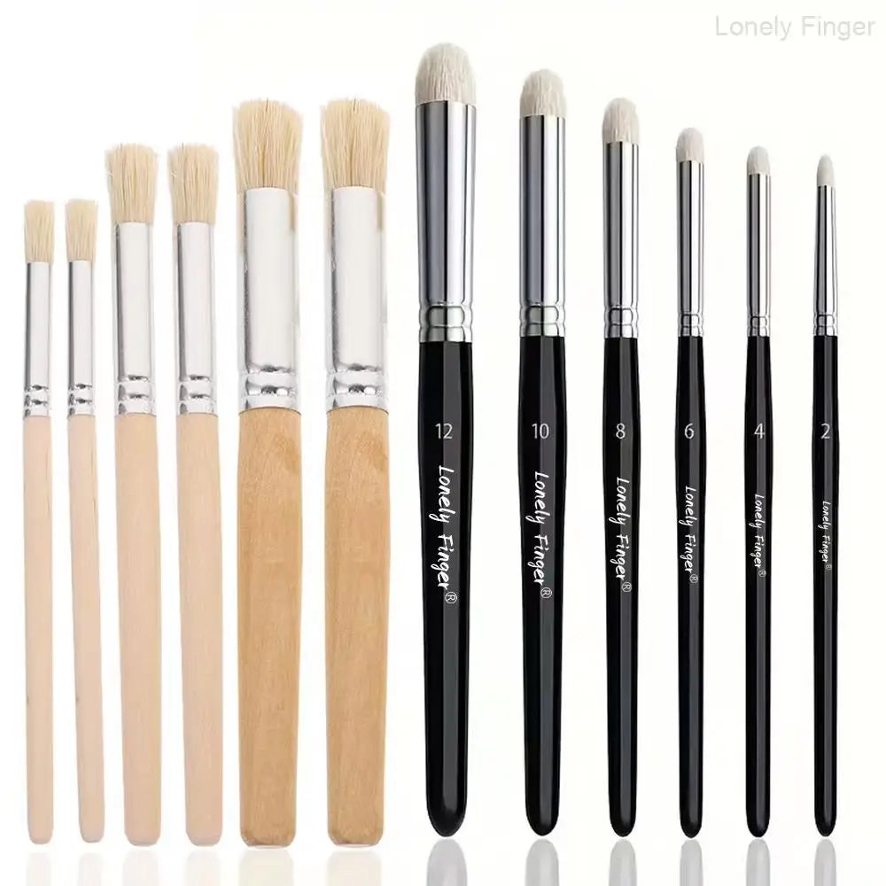 Dry Brush Miniature Painting Drybrush Set - Professional Miniature Paint Brushes for Miniatures, Model & Fantasy Figurines Paint Oasis Select 6Hog6BlackWool