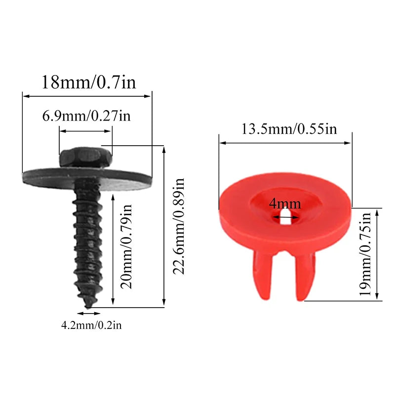Pack of 20 Underbody Cover Clips and Screws For V50 C30, Focus II (04-11), C-Max (03-10), Mondeo MK3 (00-07) Oasis Select one size