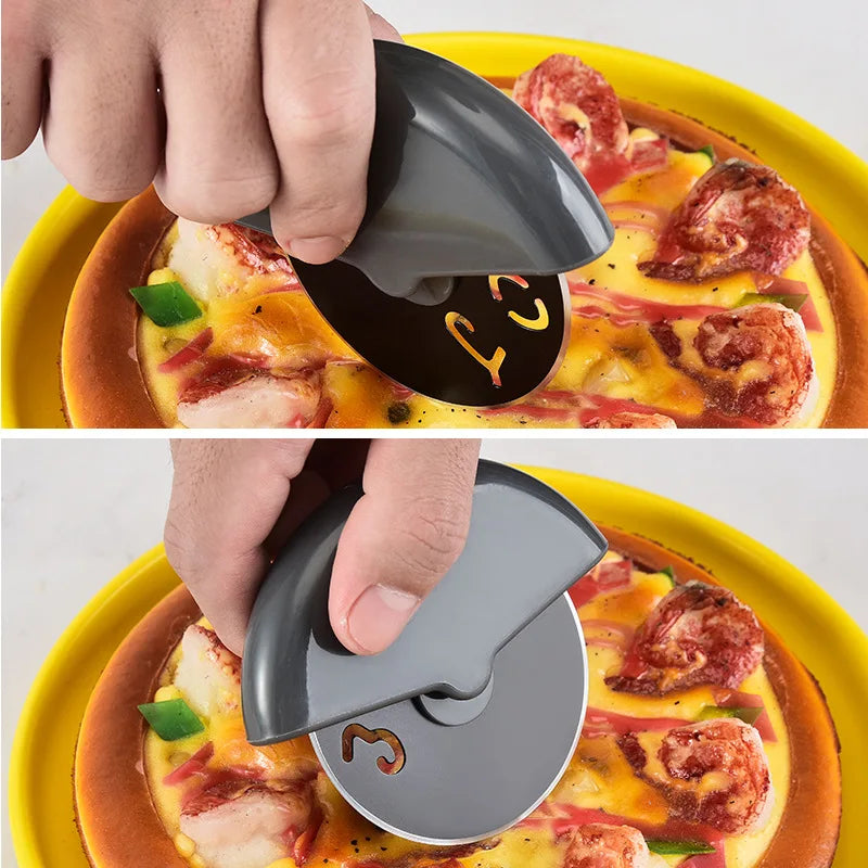 Stainless Steel Round Wheel Cutting Knife for Pizza with Lid Roller Dough Slicer Cutter Pastry Kitchen Baking Accessories Tools Oasis Select
