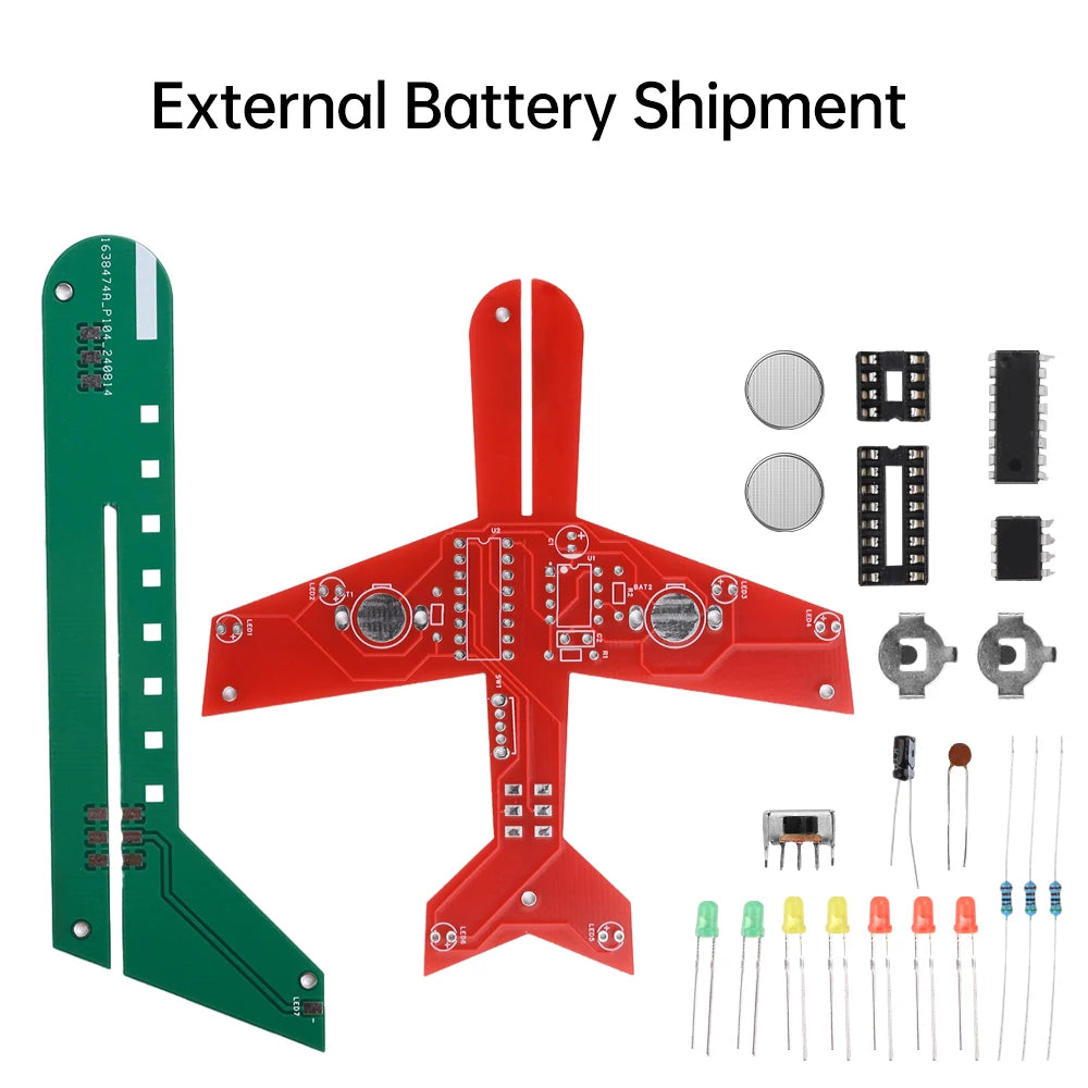 DIY Electronic Kit Small Airplane CD4017 Flow Lamp Welding Practice Electronic Science Assembly Kit Flashing LED PCB Oasis Select With battery