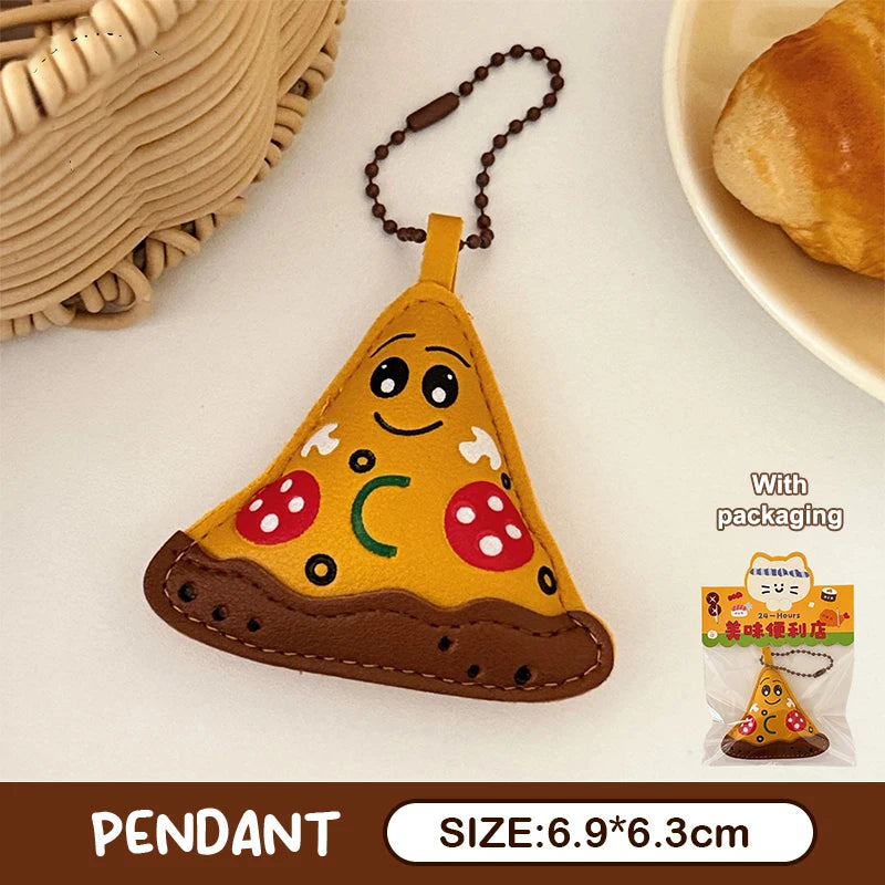 Cute Food Doll PU Leather Keychain Bag Charm Pendant Novelty Keychain Charm Oasis Select A2