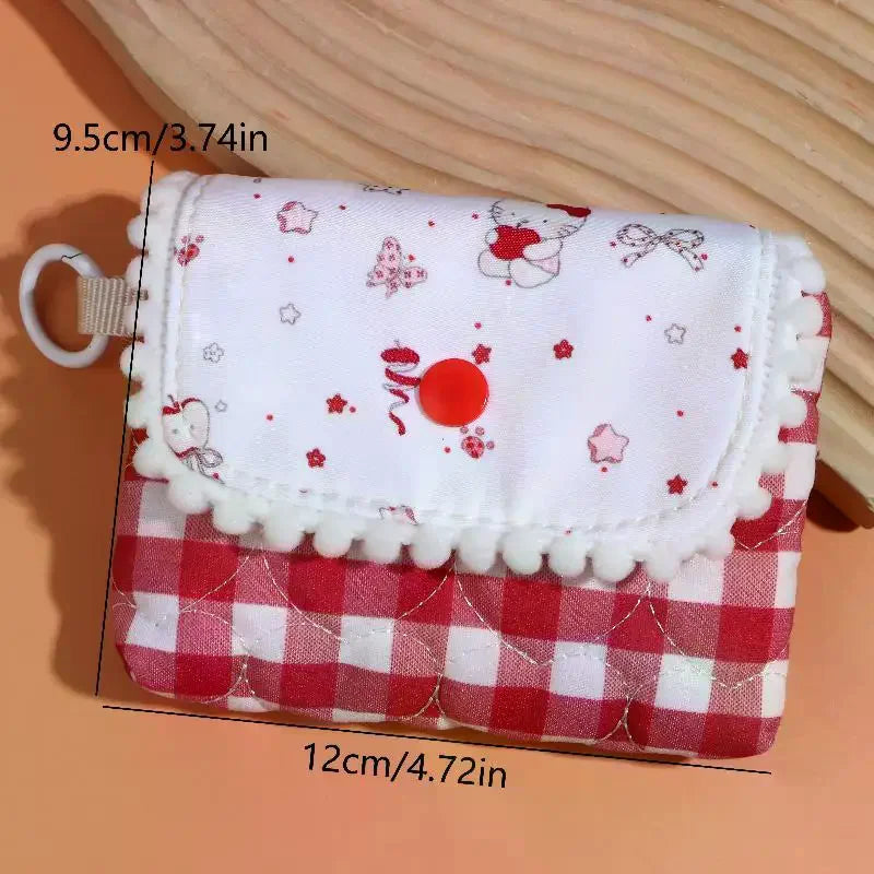 Cute Sweet Plaid Coin Bag Cartoon Versatile Money Change Pouch Earphone Storage Bag Small Wallet For Women Gifts Oasis Select