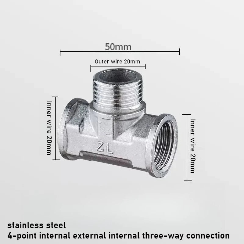 Stainless Steel G1/2 3 Way T-Adapter Bathroom Shower Faucet Water Splitter Toilet Shower Valve Spray Nozzle Converter Oasis Select 4 Inside out in 1pcs