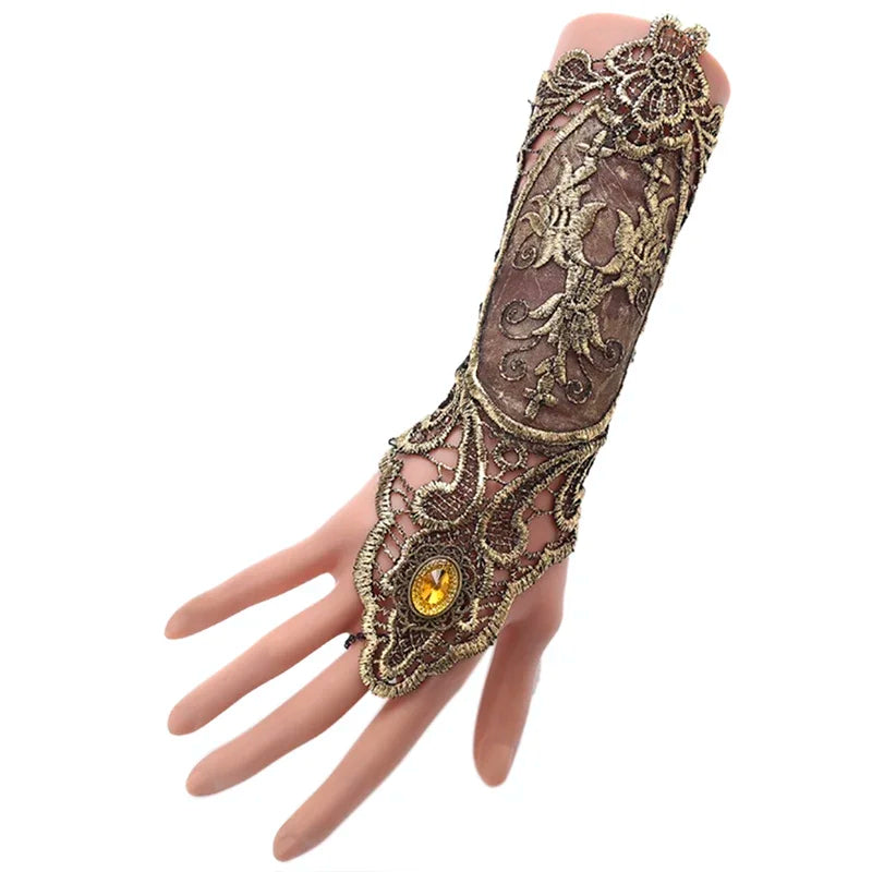 1pc Gothic Steampunk Lace Cuff Fingerless Glove Arm Warmer Bracelet Black Halloween Accessories Fashion And Sexy Oasis Select
