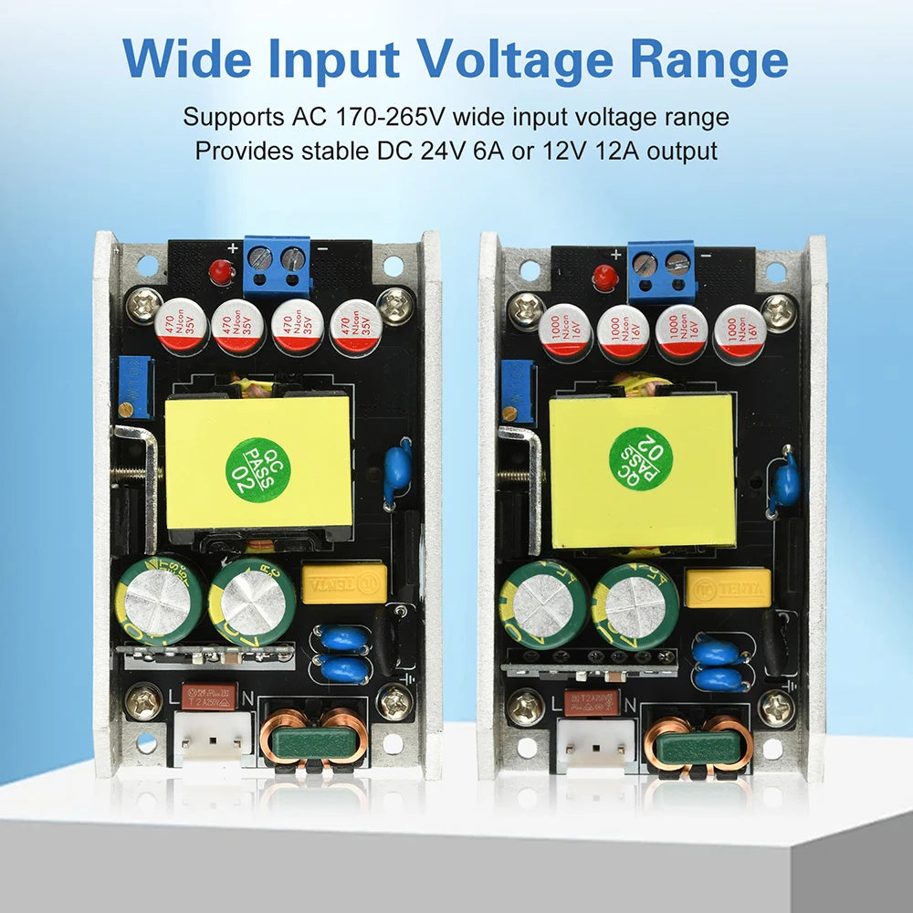 Compact GaN Power Supply Board AC 170-265V to DC 24V 6A / 12V 12A 150W High-Power Switching Power Supply Module Oasis Select