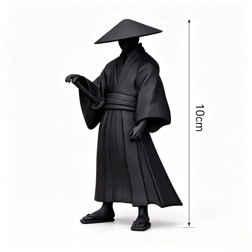 Wandering Ronin Statue Japanese Straw Hat Samurai Sculpture, Oriental Bushido Desktop Ornament for Study Room Home Decor Gift Oasis Select