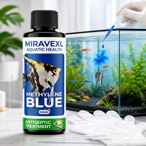 100ml Methylene Blue Aquarium Fish Tank Antiseptic Treatment: Fast Ich Fungus & Parasite Cure Water Care Drops, Pipette Gloves Oasis Select
