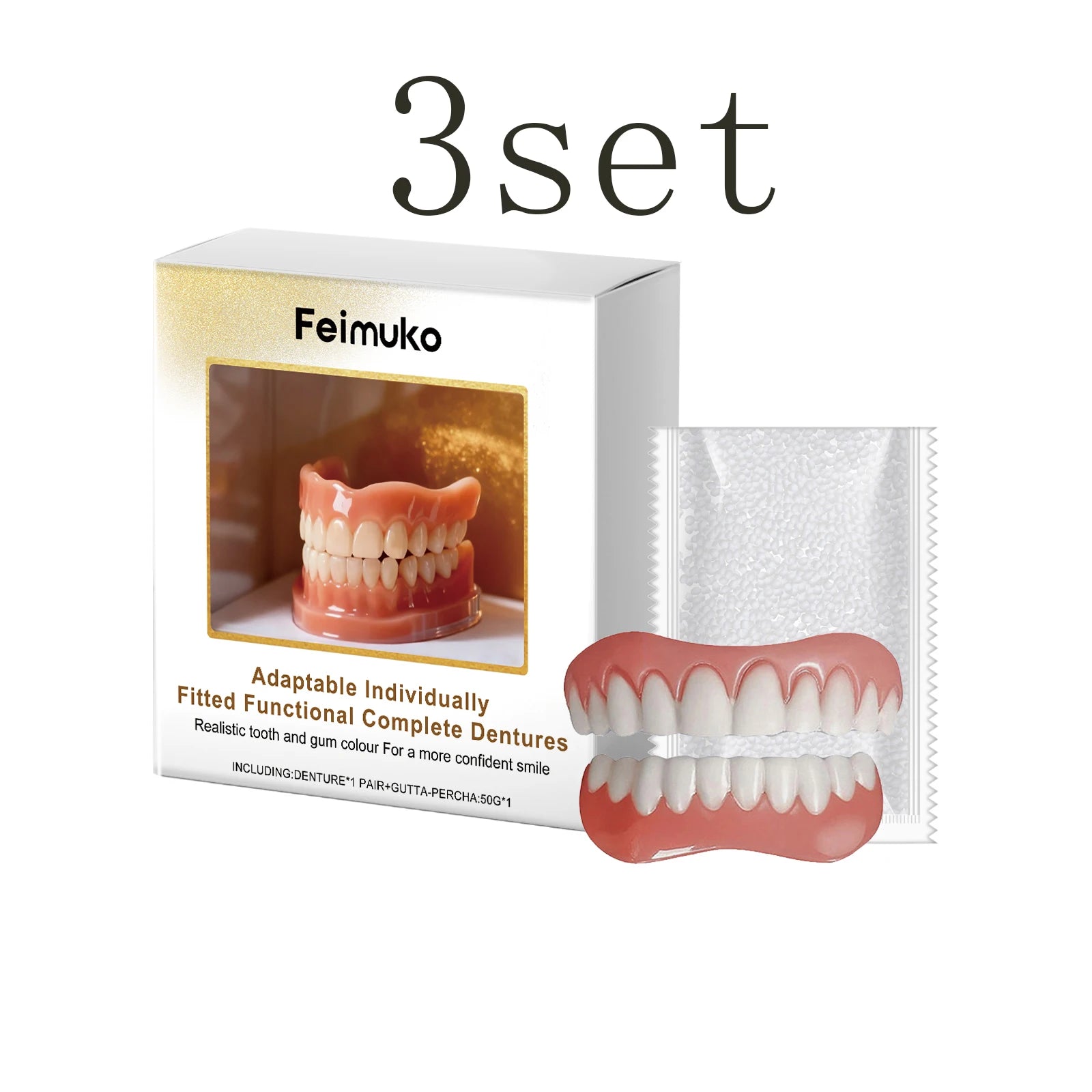 Premium Denture Cosmetic Kit - Boost Smile Beauty, Skin-Friendly Material Confident Smile for Any Occasion Oasis Select 3set