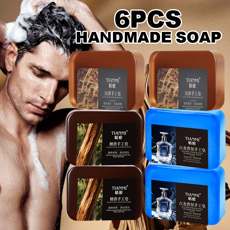 Men's handmade soap, cologne soap, agarwood soap, last soap, three in one, cleanses the face, hair, bathes the whole body, Oasis Select 420g