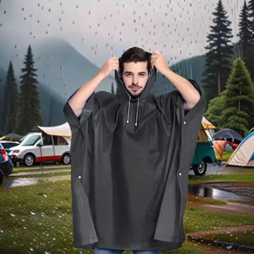 3 In 1 Outdoor Raincoat Hooded Sleeve Waterproof Rain Poncho Motorcycle Rain Cover Camping Hiking Travel Rainwear Tent Oasis Select