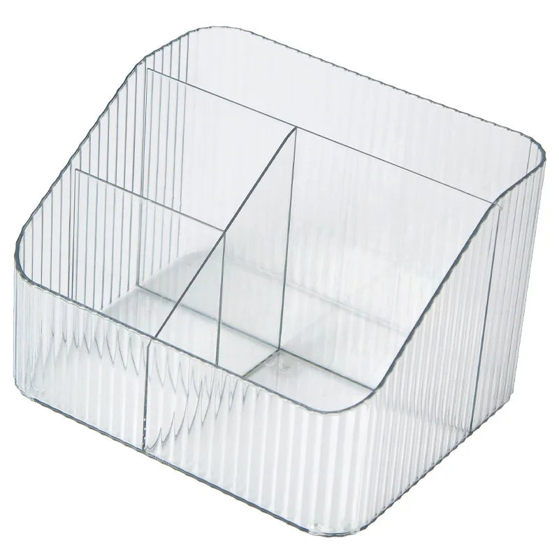 Storage Box Desktop Cosmetic Pen Holder Cosmetic Storage Bucket Transparent Trapezoid Cosmetic Storage Rack Oasis Select L - transparent