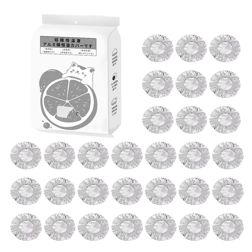 30-Pack Reusable Elastic Aluminum Foil Food Covers for Bowls Reusable Food Covers Oasis Select