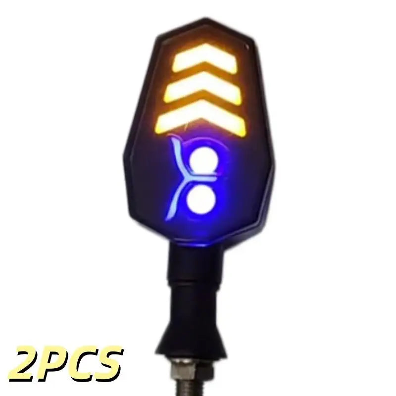 2Pcs Dual Color Skeleton Arrow Amber Flashing Blinker Indicator Motorcycle Owl Shaped LED Turn Flowing Signal Light Oasis Select A11