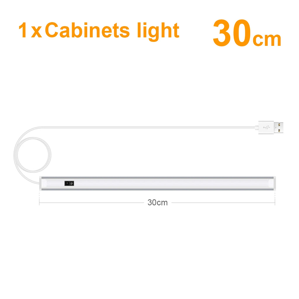 1pcs LED Closet Light with Non-Contact Motion Sensor,USB Lamp Hand Scan Distance 1-6cm,2pcs LED Bar Series Connection Lighting Oasis Select Warm White 1x LED Bar 30CM