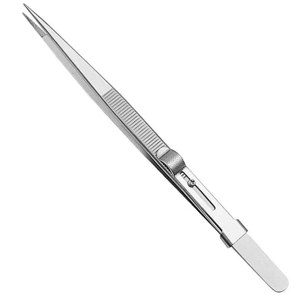 Stainless Steel Diamond Jewelry Tweezers Gemstone Pincette with Adjustable Antislip Lock Electronic Component Tweezer Hand Tools Oasis Select Straight