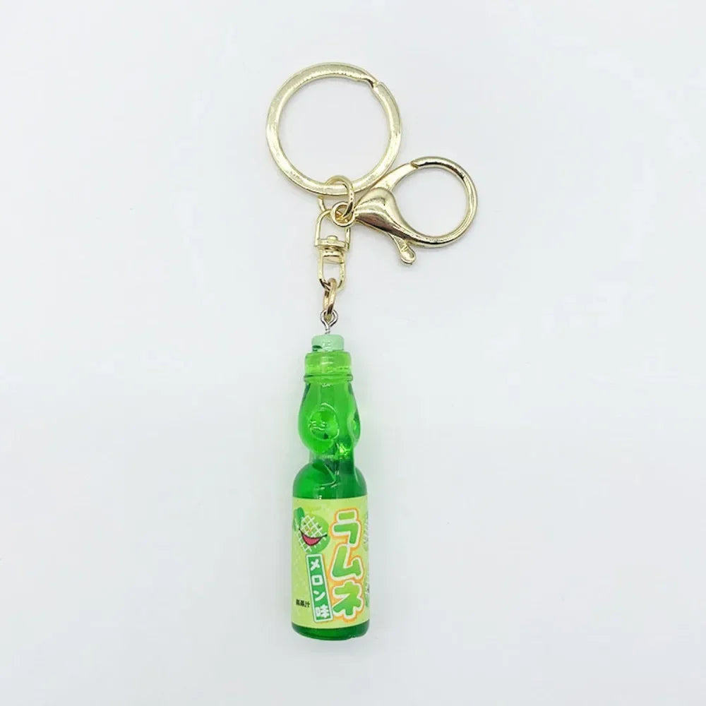 Simulation Marbles Bobble Soda Key Chain Miniature Japanese Ramune Soda keychain Cute Dollhouse Ornaments Bag Accessories Oasis Select Cantaloupe