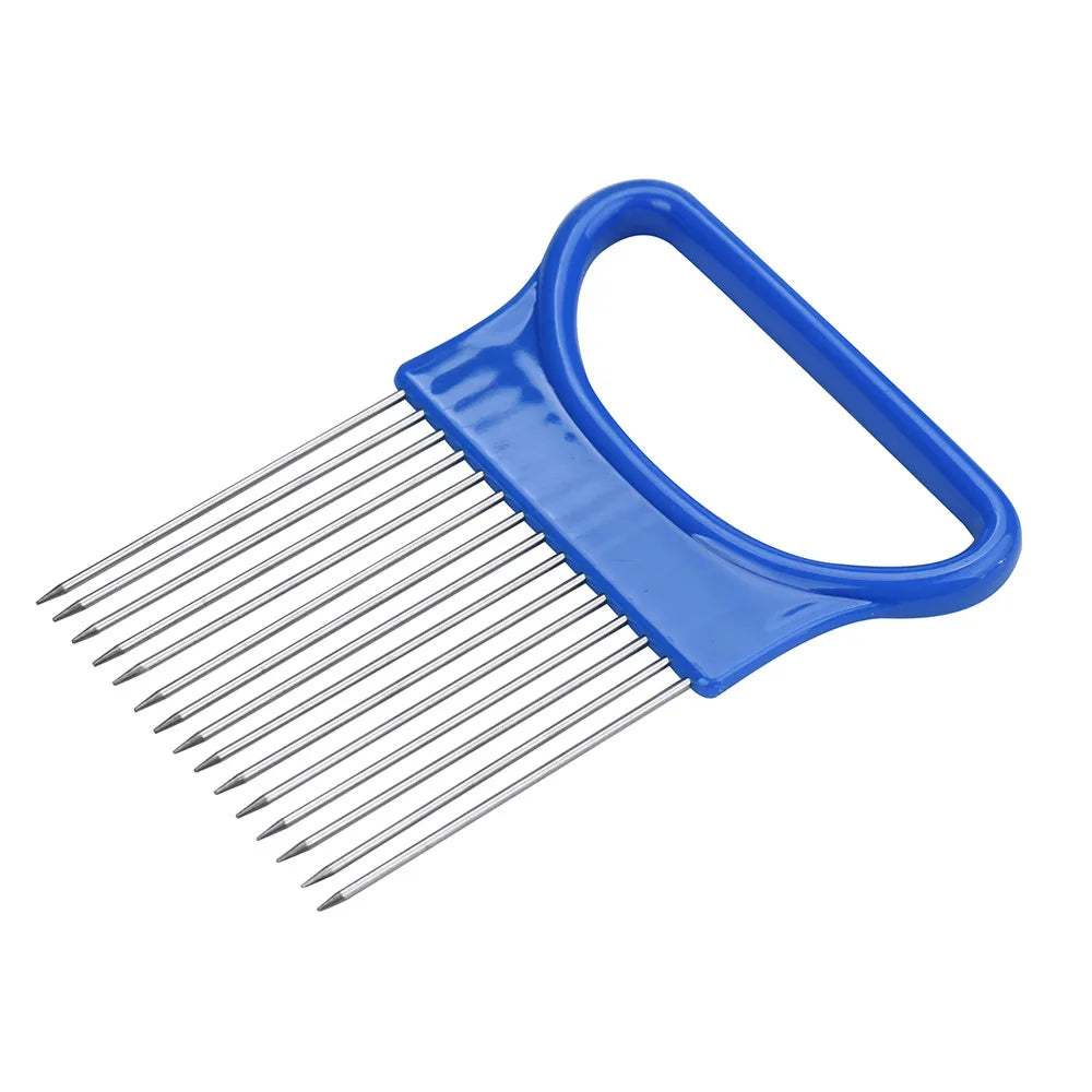 Stainless Steel Onion & Vegetable Slicer Holder Fork Vegetable Slicer Holder Oasis Select Blue