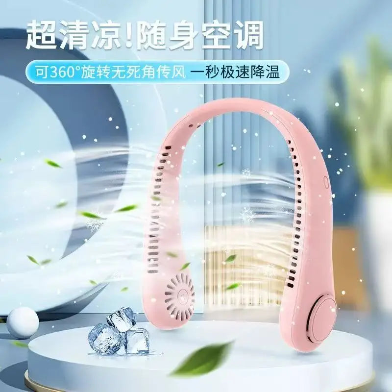 3000mAh Bladeless Neck Fan – USB Rechargeable, 5-Speed, LED Display