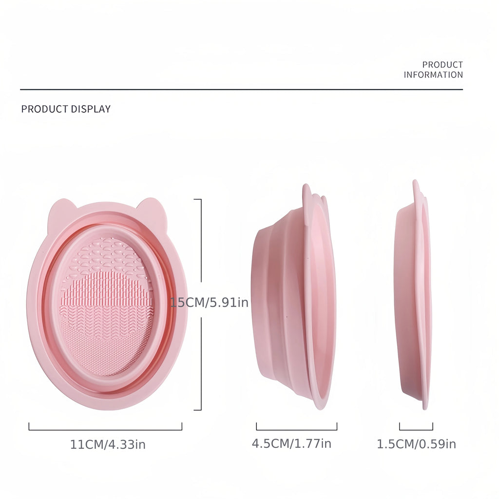 Makeup Brush Cleaner Silicone Pad | Brush Wash Mat Bowl | Foldable Cosmetic Brush Scrubber | Portable Makeup Tool | Deep Clean T Oasis Select