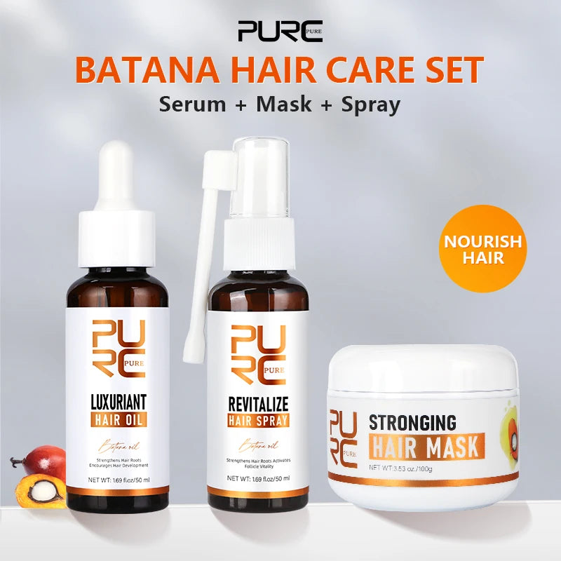 PURC Batana Hair Growth Set Nourishing Anti Hair Loss Hair Oil & Spray & Mask Treatment Rosemary Oil Biotin Hair Care Set Oasis Select Russian Federation Hair Mask