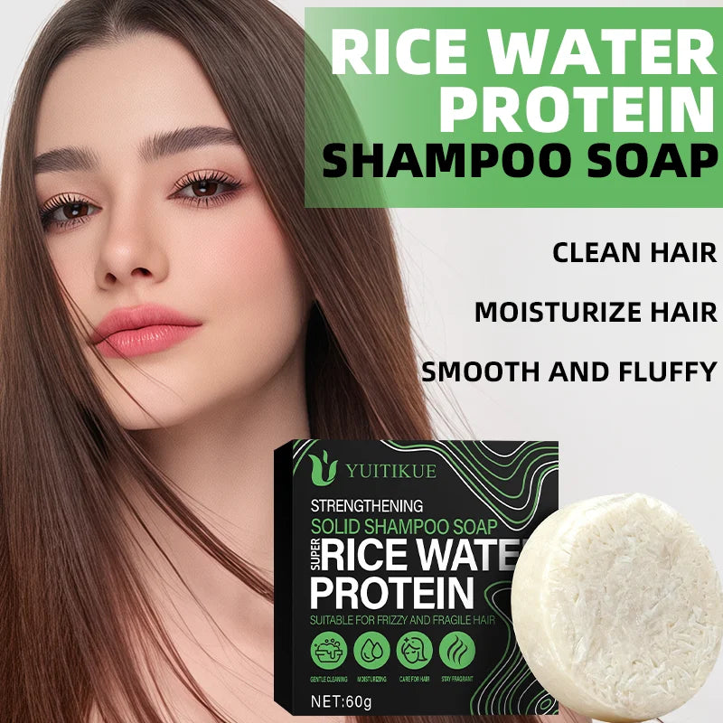 YUITIKUE Rice Protein Shampoo Bar 60g - Rich Delicate Foam, for Frizzy & Fragile Hair, Cleans, Moisturizes & Smooths Hair Oasis Select