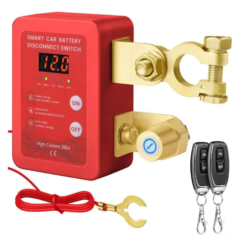 Remote Battery Disconnect 240A With LED Voltage Display Automatic Power Shut Off For Automobiles Oasis Select A2