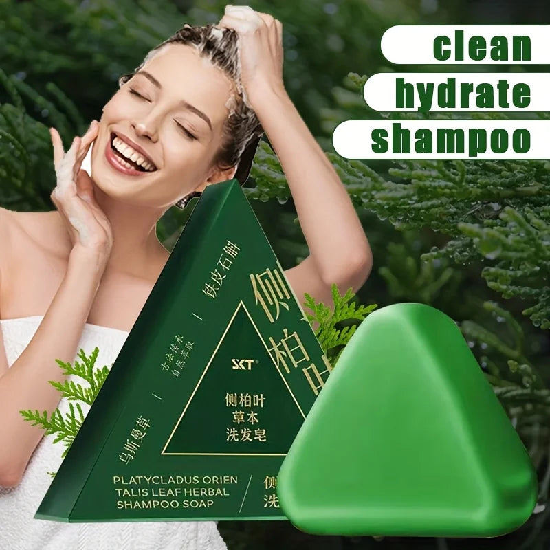 Cypress Leaf Usman Grass Shampoo Soap, rich in extracts of ginseng, side cypress leaves and other herbs, gently cleanses hair Oasis Select