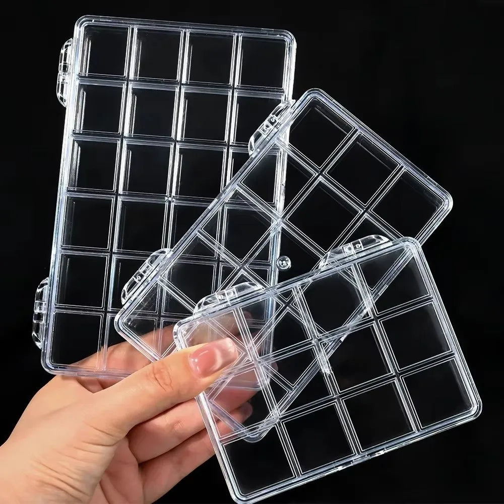 Transparent Nail Art Storage Box – 12, 15 & 24 Grid Organizer