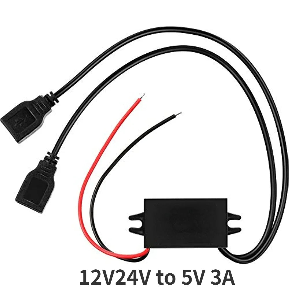 12V24V to 5V 3A 5A Micro Mini USB Step Down Voltage Power Supply Output Adapter Heat Auto Protection DC DC Car Power Converter Oasis Select Dual Square USB 12V24V 5V|China Mainland