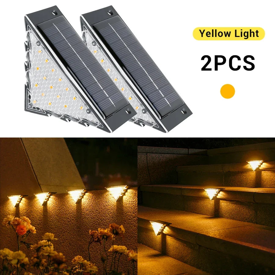 Solar Stair Lights Solar Step Light Outdoor Anti-theft Waterproof IP45 Decor for Garden Stair Deck Front Porch and Patio Oasis Select Warm Light 2PCs