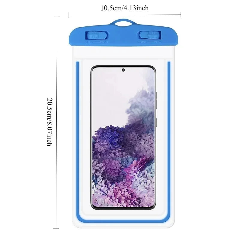 PVC Transparent Waterproof Phone Pouch Luminous Touchscreen Dry Bag with Seal Lock for Swimming Diving Hot Spring Rafting Oasis Select