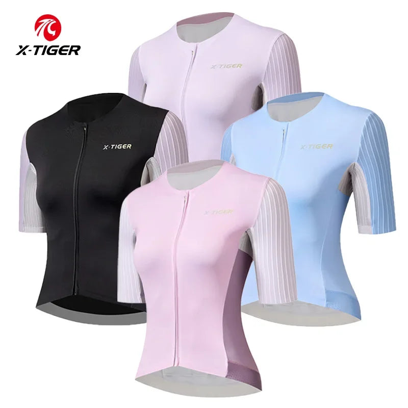 X-TIGER Women Cycling Jersey High Quality Breathable Bicycle Race Tops Short Sleeve 4 Colour Fashionable MTB Road Bike Jersey Oasis Select