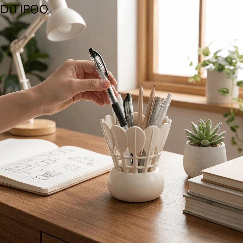 Unique 3D Printed Badminton Pen Holder Funny Sports Element Desktop Organizer Non-Slip Plastic Pen Stand Study Oasis Select