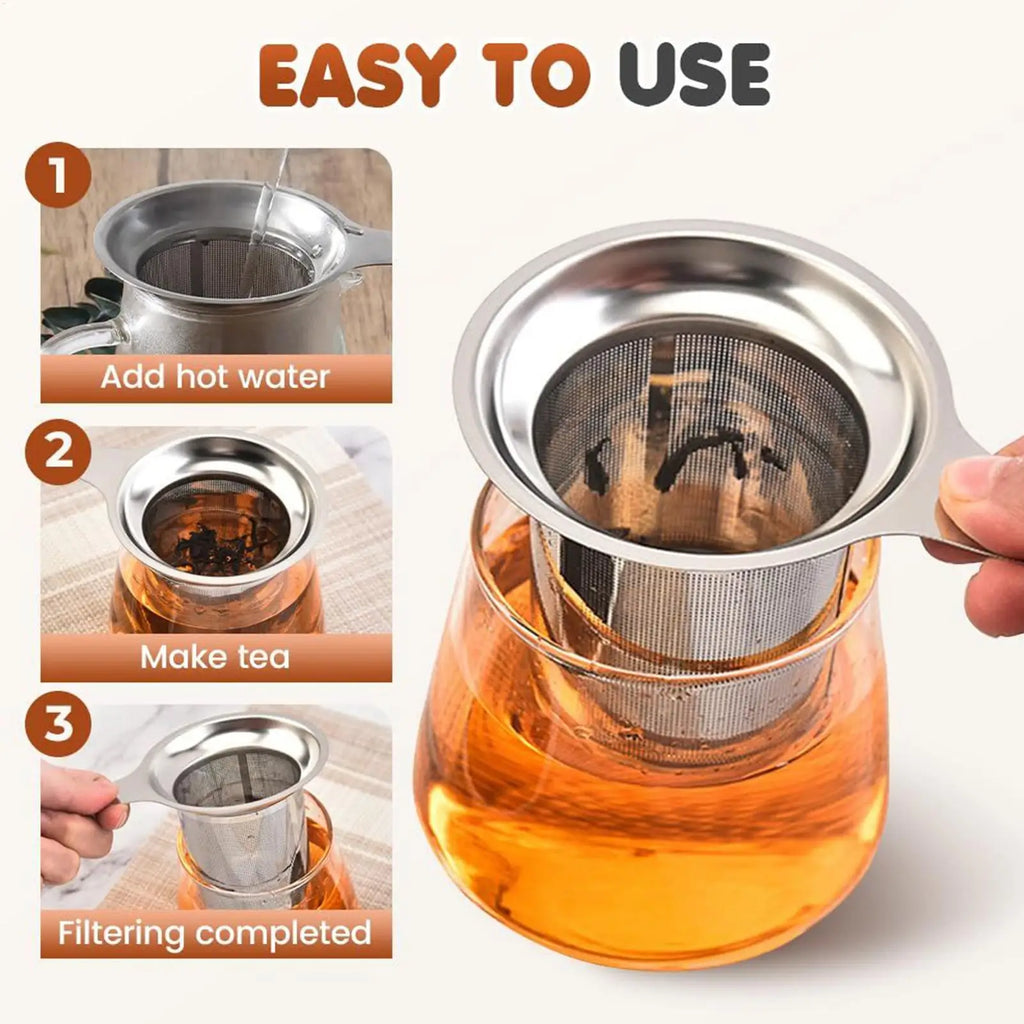 Stainless Steel Tea Filter Baskets Mesh Cup Strainer Funnel Filter Tea Handle Tea Filter Reusable Infuser Tea Accessories Oasis Select