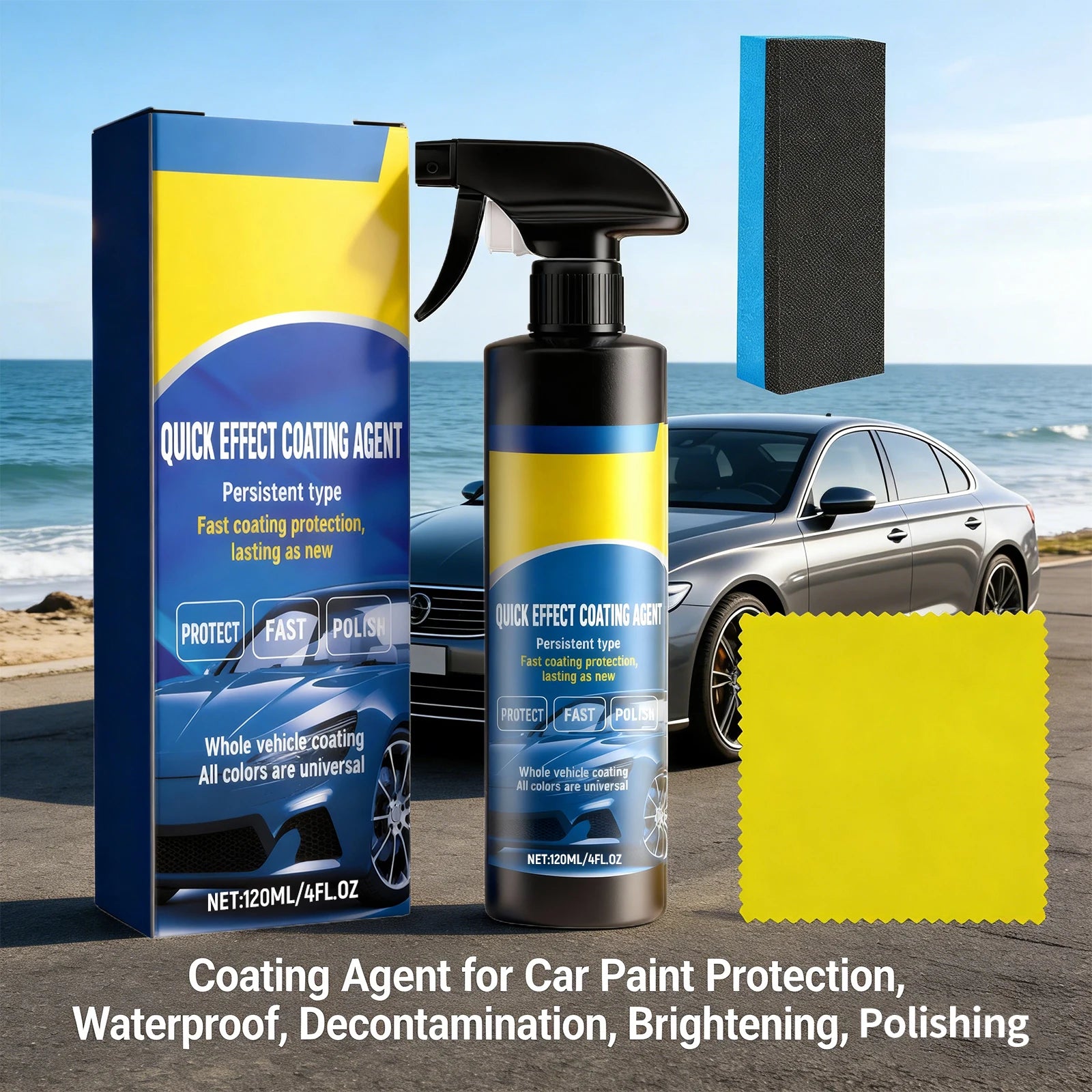 Coating Agent Waterproof Anti-Fouling Descaling Brightening Polishing Protection Car Paint Coating Agent with Sponge and Cloth Oasis Select