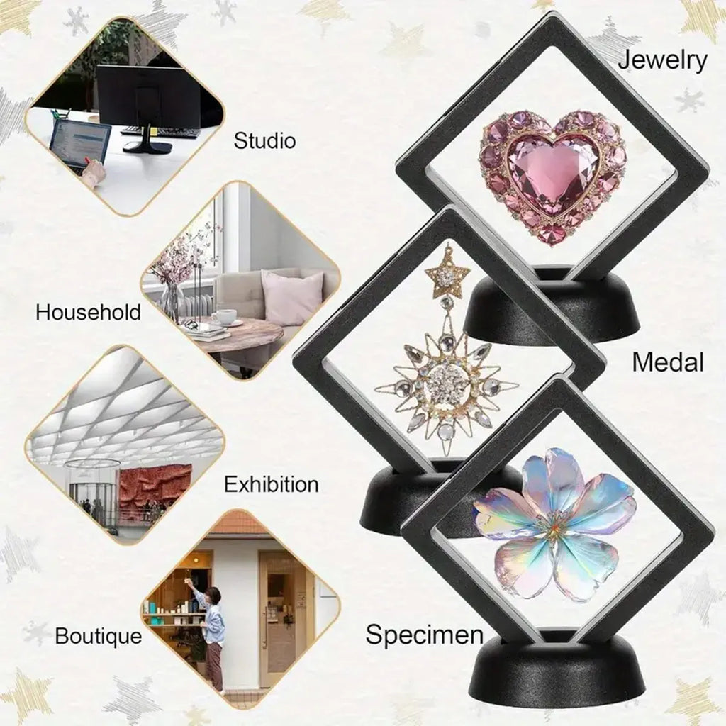 10pcs,Floating display box with base, transparent film display box, challenge coins, specimens, jewelry display and storage Oasis Select