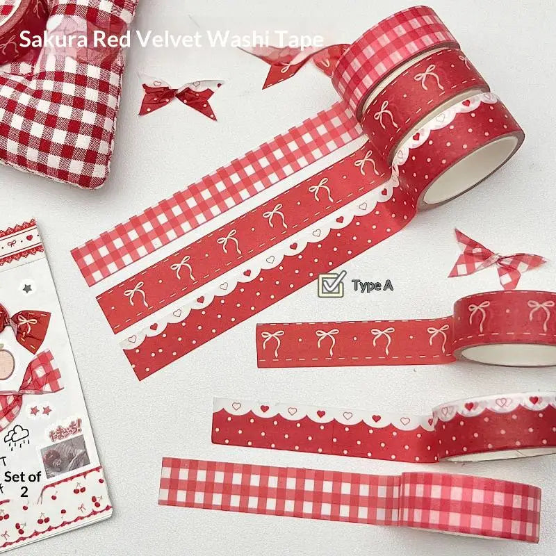 2/3Pcs INS Style Decorative Tape Set Wing Bow Grid Pattern Cute Adhesive Tapes for DIY Scrapbooking Journaling Craft Projects Oasis Select G