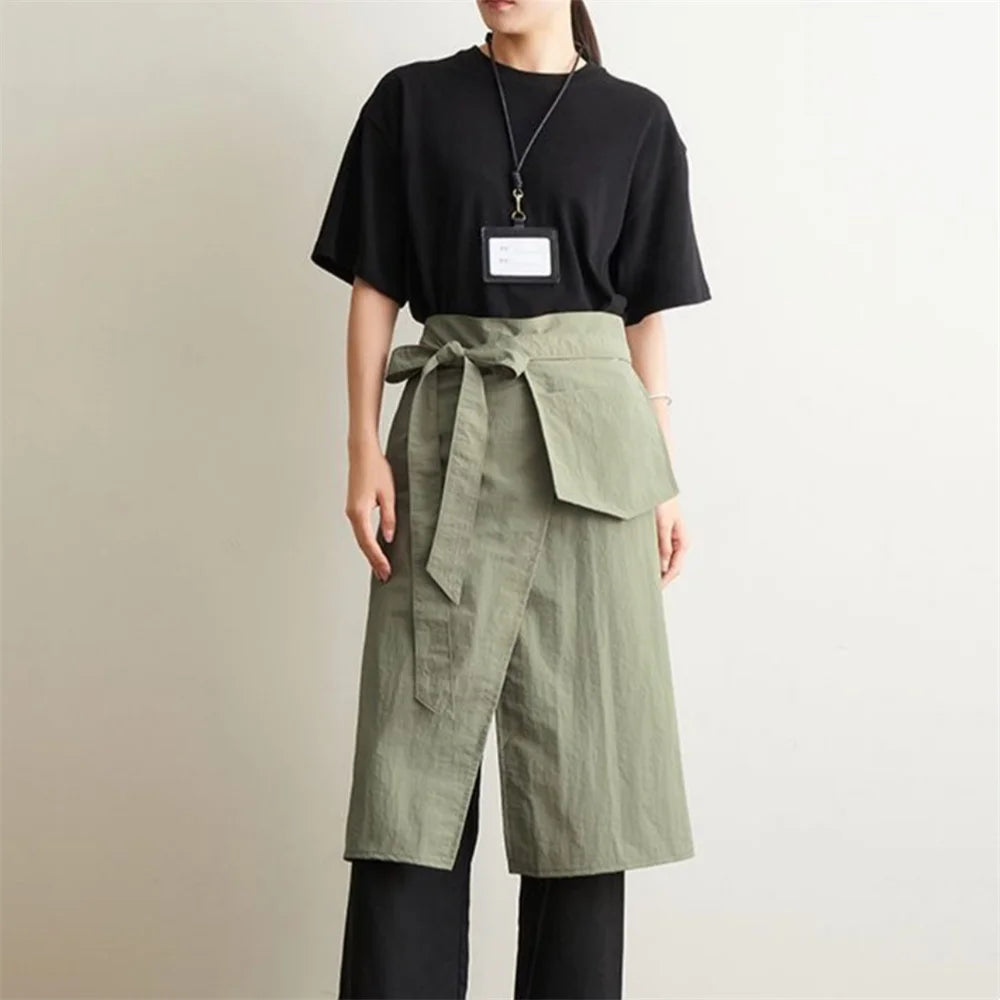 Half Body Kitchen Apron Waterproof Aprons with Split Leg Design Coffee Shop Barber Home Cleaning Work Clothes Oasis Select Green 2