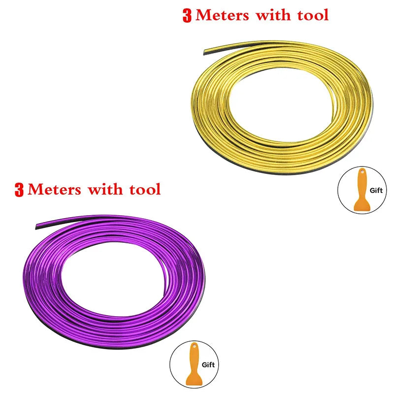1/2pc Universal Car Moulding Decoration Flexible Strips Interior Auto Mouldings Car Cover Trim Dashboard Door Edgein Car-styling Oasis Select 3M Mix-2pcs 1